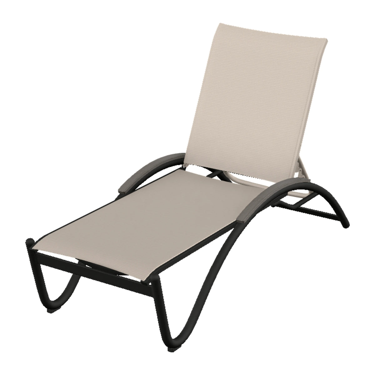 Helios Sling Chaise w/ Polymer Accents — Black PC / Boardwalk Accents