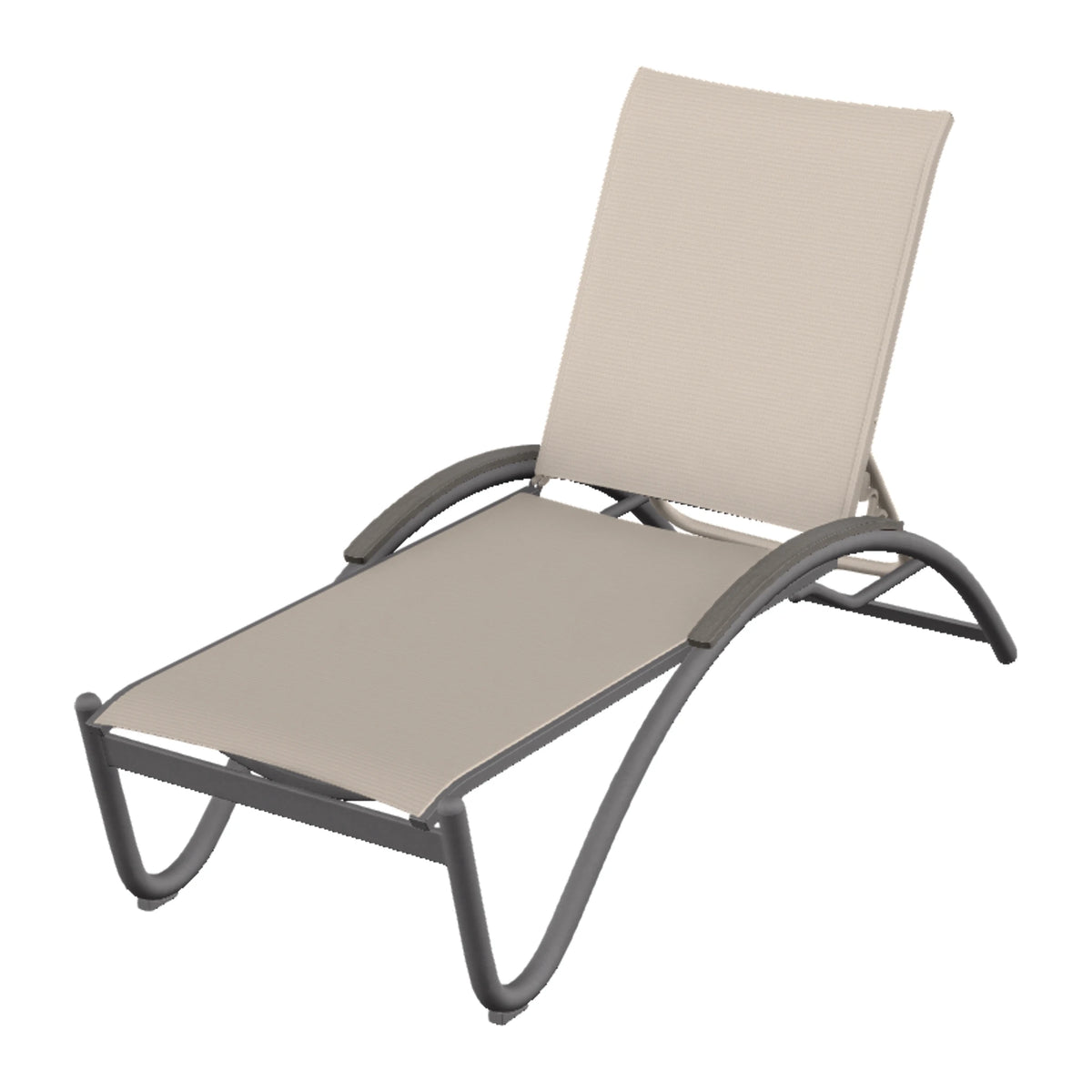 Helios Sling Chaise w/ Polymer Accents — Graphite Txt PC / Boardwalk Accents