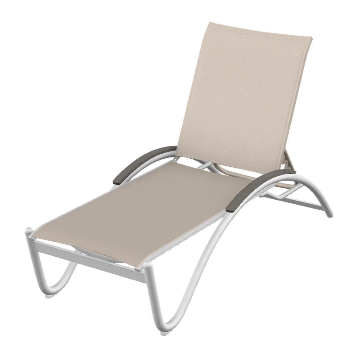 Helios Sling Chaise w/ Polymer Accents — White Txt PC / Boardwalk Accents