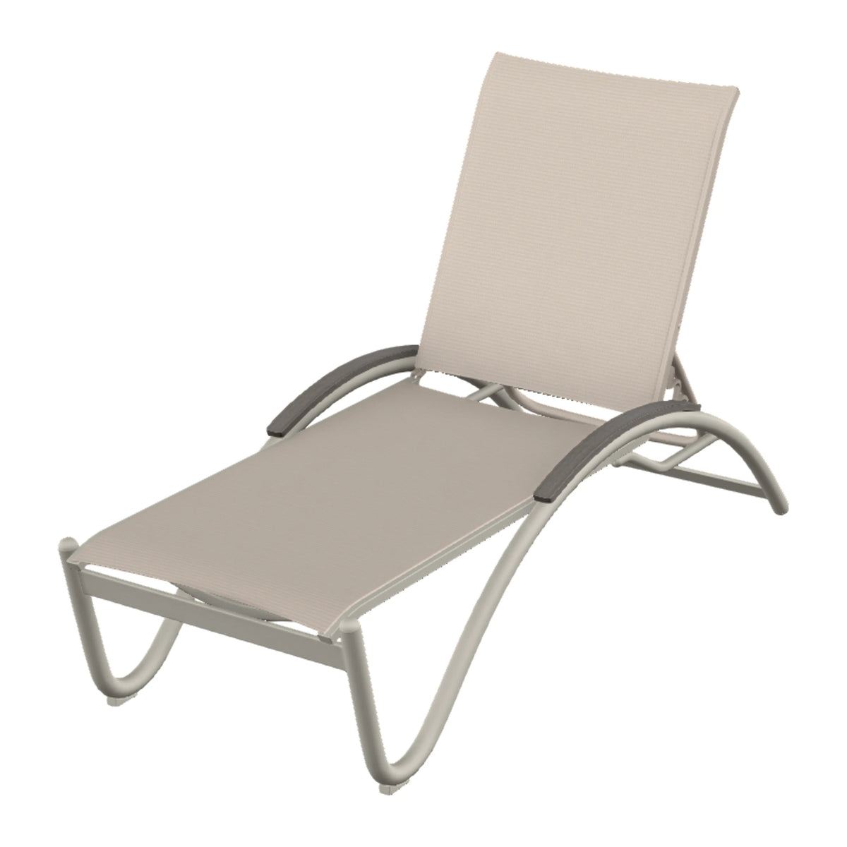 Helios Sling Chaise w/ Polymer Accents — Warm Grey PC / Boardwalk Accents