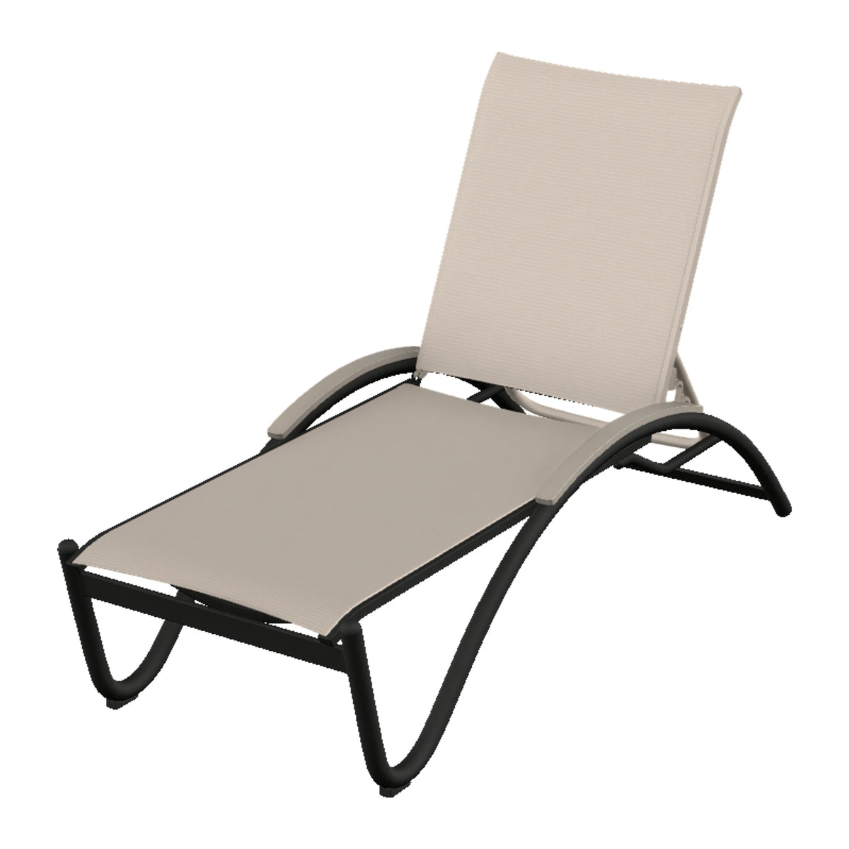 Helios Sling Chaise w/ Polymer Accents — Black PC / Warm Grey Accents
