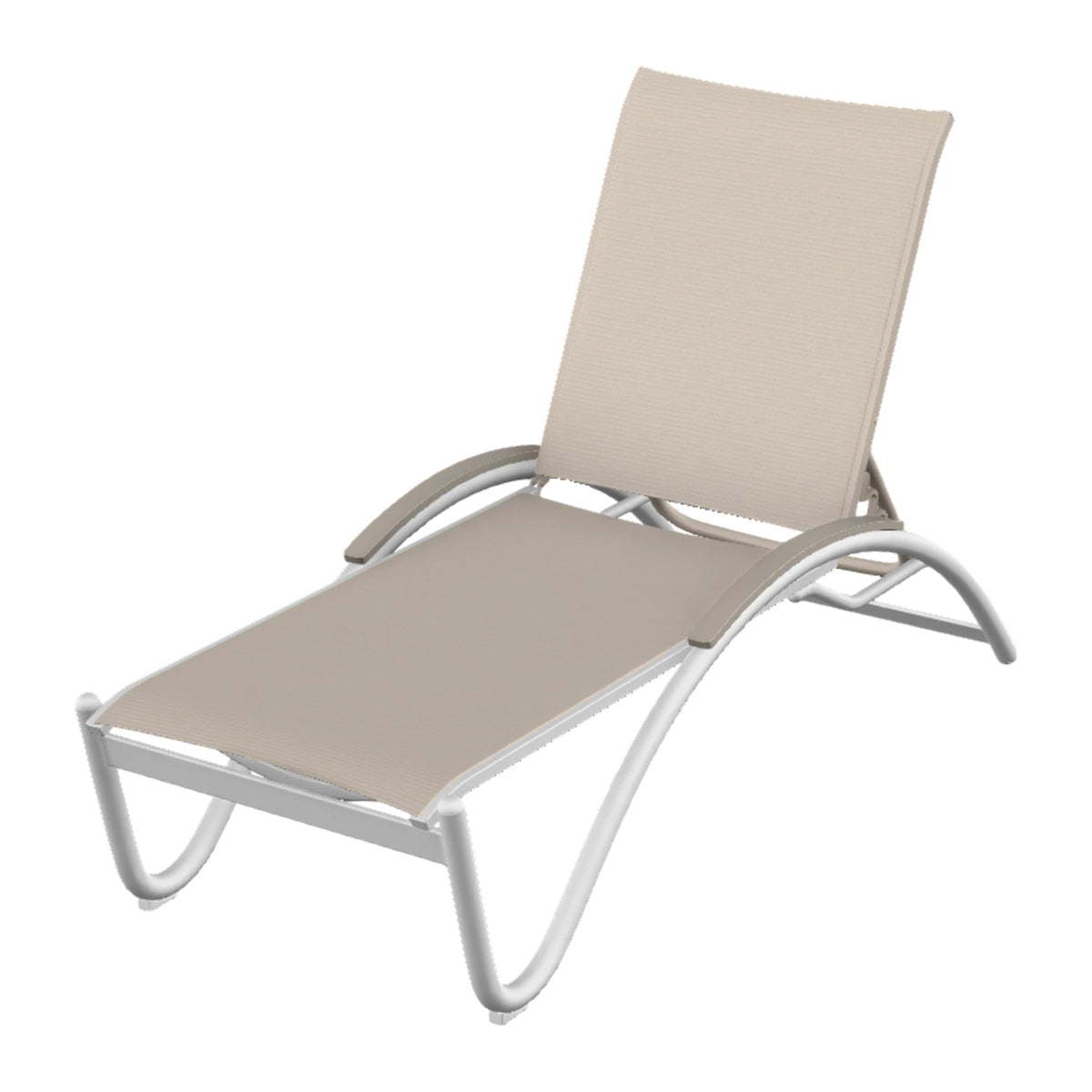 Helios Sling Chaise w/ Polymer Accents — White Txt PC / Warm Grey Accents