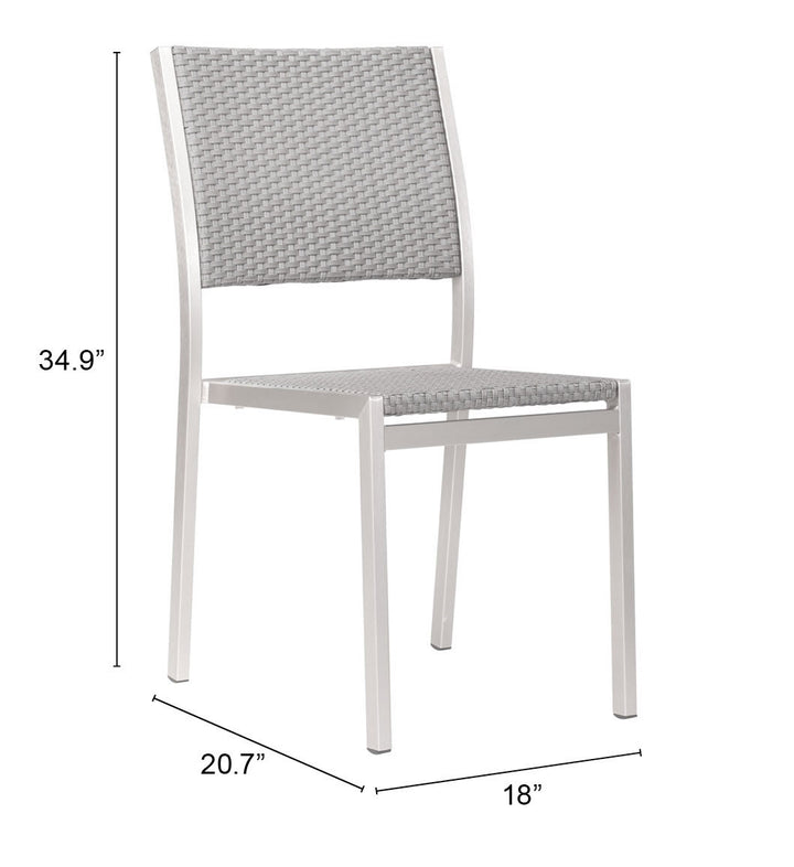 Metropolitan Armless Dining Chair (Set of 2) Gray & Silver