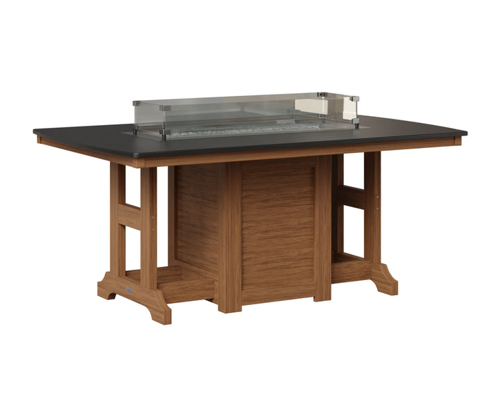 Garden Classic 44" x 72" Rectangular Fire Table - Hammered Top - Bar Height
