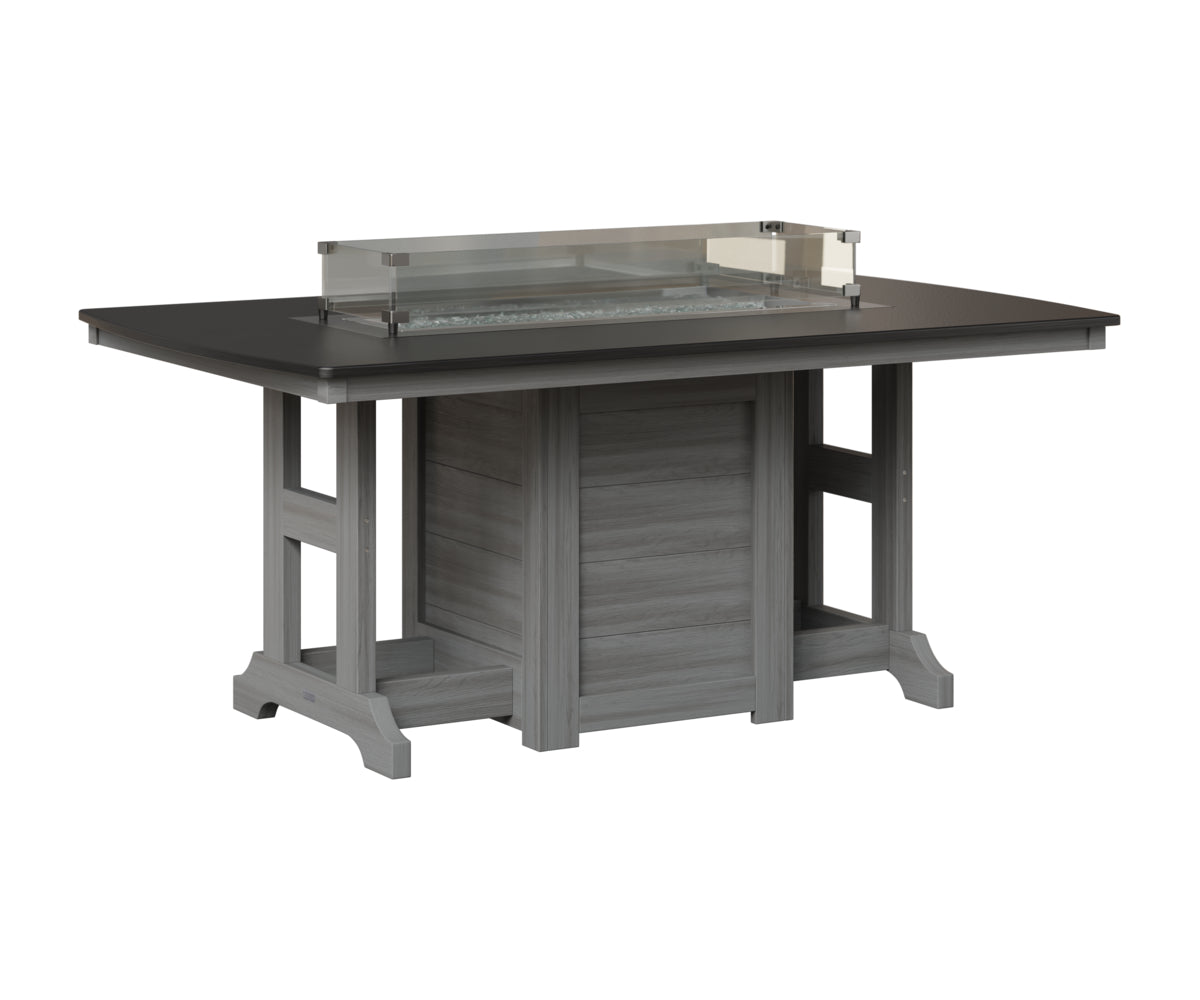 Garden Classic 44" x 72" Rectangular Fire Table - Hammered Top - Counter Height