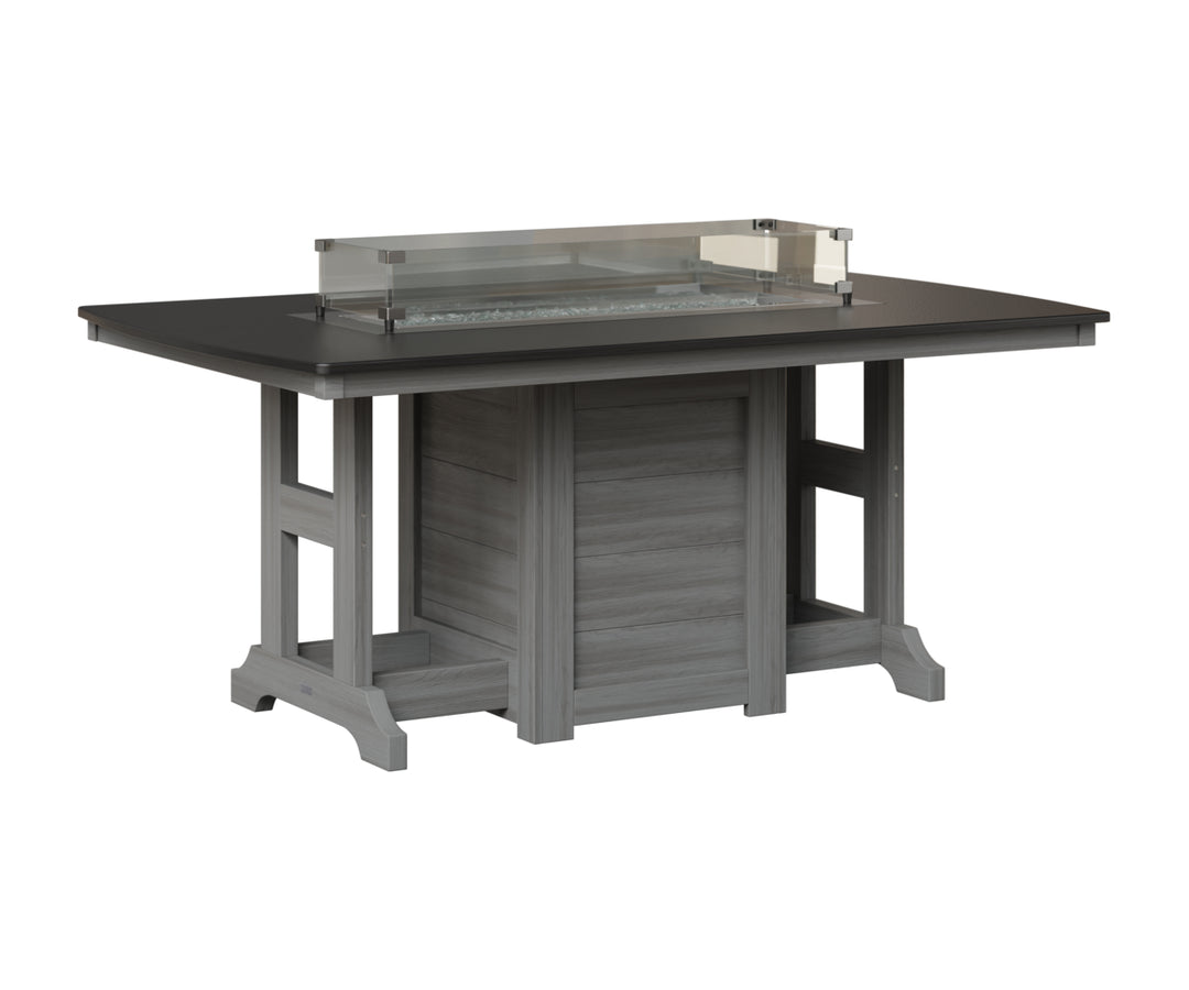 Garden Classic 44" x 72" Rectangular Fire Table - Hammered Top - Bar Height