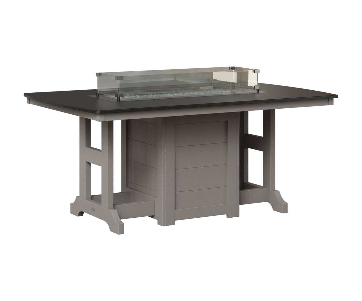Garden Classic 44" x 72" Rectangular Fire Table - Hammered Top - Counter Height