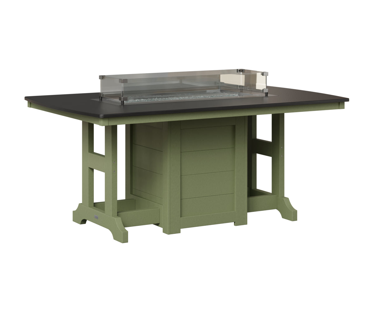 Garden Classic 44" x 72" Rectangular Fire Table - Hammered Top - Dining Height