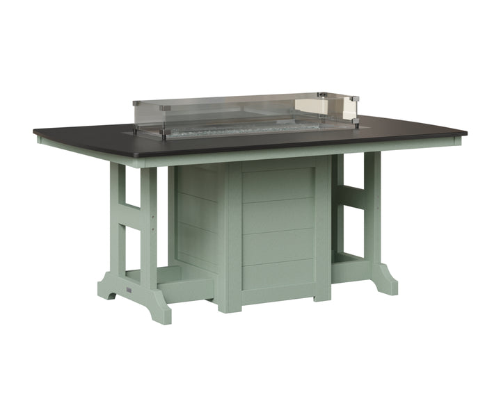 Garden Classic 44" x 72" Rectangular Fire Table - Hammered Top - Dining Height