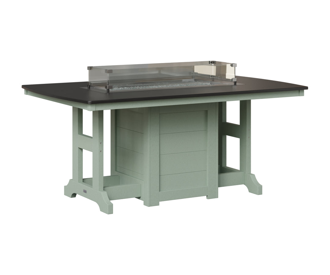 Garden Classic 44" x 72" Rectangular Fire Table - Hammered Top - Bar Height