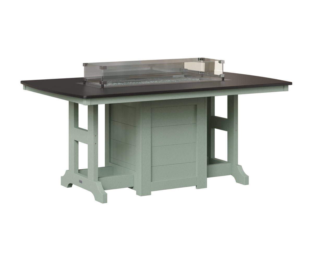 Garden Classic 44" x 72" Rectangular Fire Table - Hammered Top - Bar Height