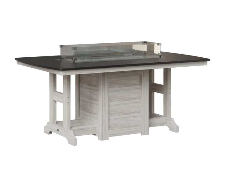 Garden Classic 44" x 72" Rectangular Fire Table - Hammered Top - Bar Height