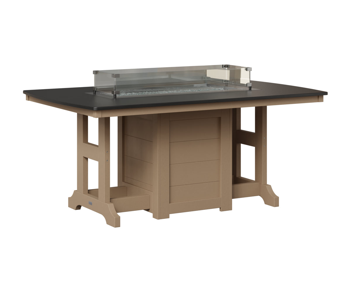 Garden Classic 44" x 72" Rectangular Fire Table - Hammered Top - Dining Height