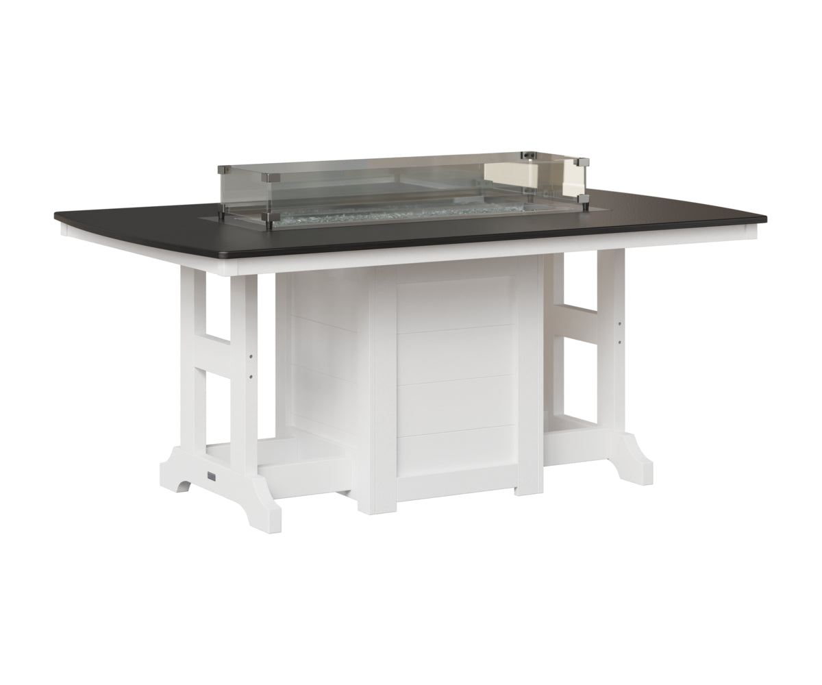 Garden Classic 44" x 72" Rectangular Fire Table - Hammered Top - Bar Height