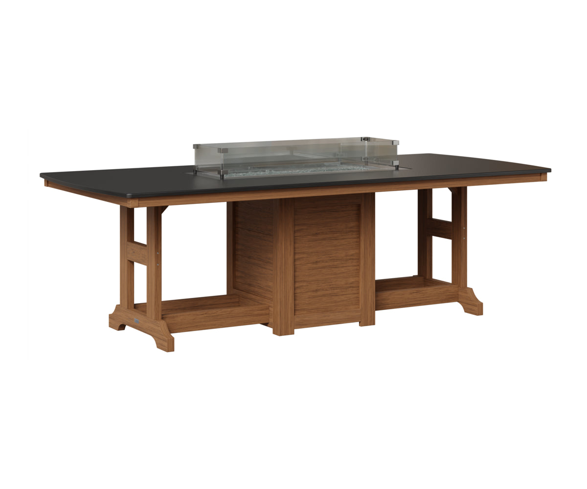 Garden Classic 44" x 96" Rectangular Fire Table - Hammered Top - Bar Height