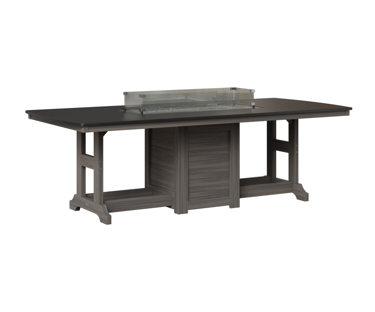 Garden Classic 44" x 96" Rectangular Fire Table - Hammered Top - Bar Height