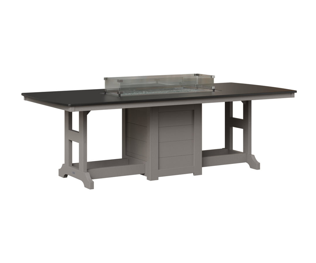 Garden Classic 44" x 96" Rectangular Fire Table - Hammered Top - Bar Height