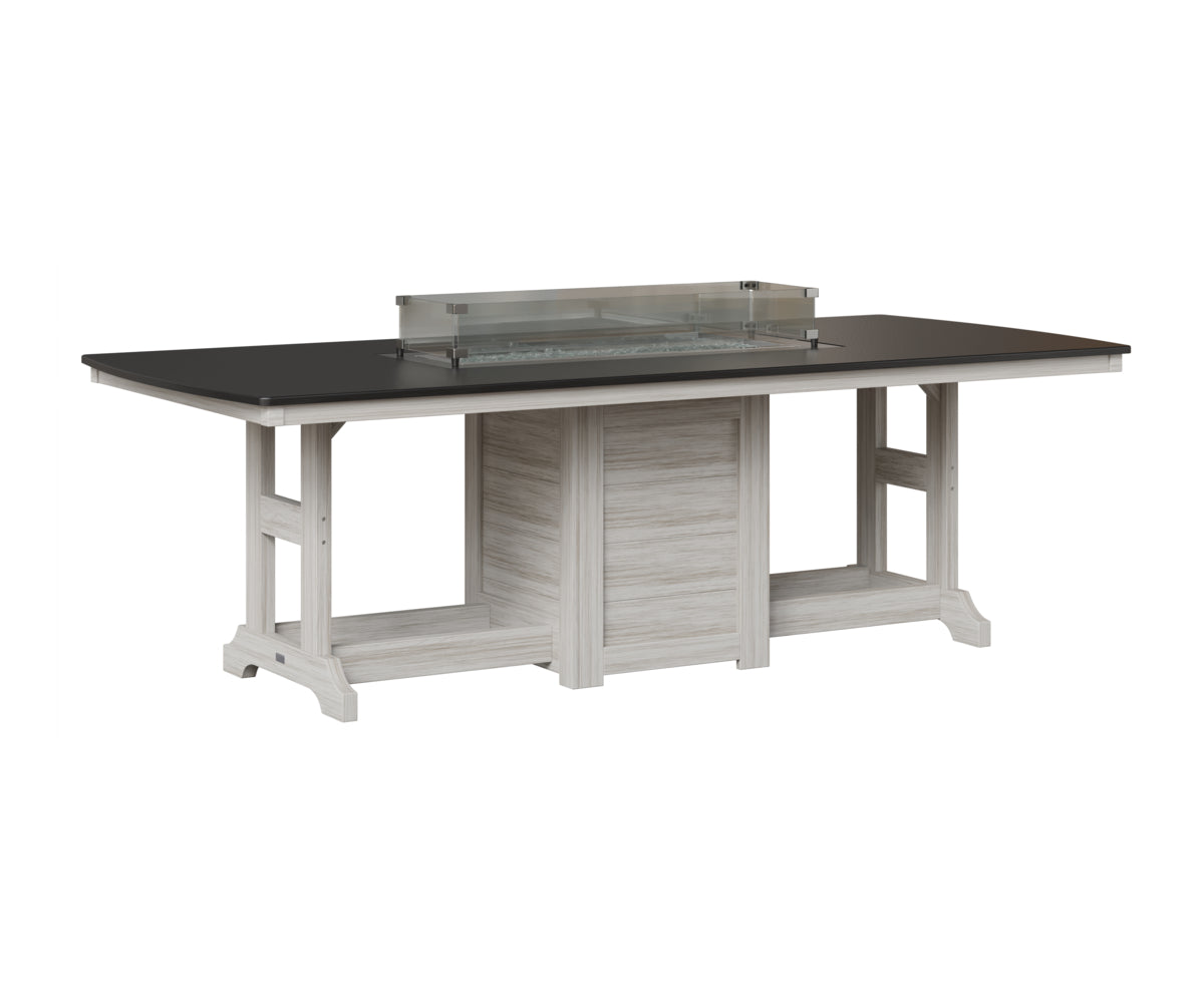 Garden Classic 44" x 96" Rectangular Fire Table - Hammered Top - Counter Height