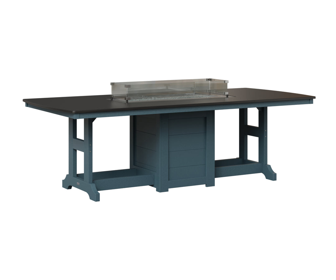 Garden Classic 44" x 96" Rectangular Fire Table - Hammered Top - Counter Height