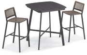 Eiland 3-Piece 36" Square Bar Table - Carbon W/ Mocha Finish