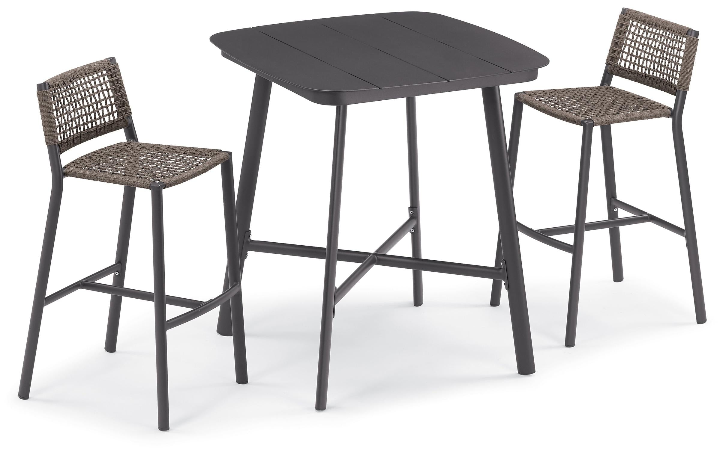 Eiland 3-Piece 36" Square Bar Table - Carbon W/ Mocha Finish