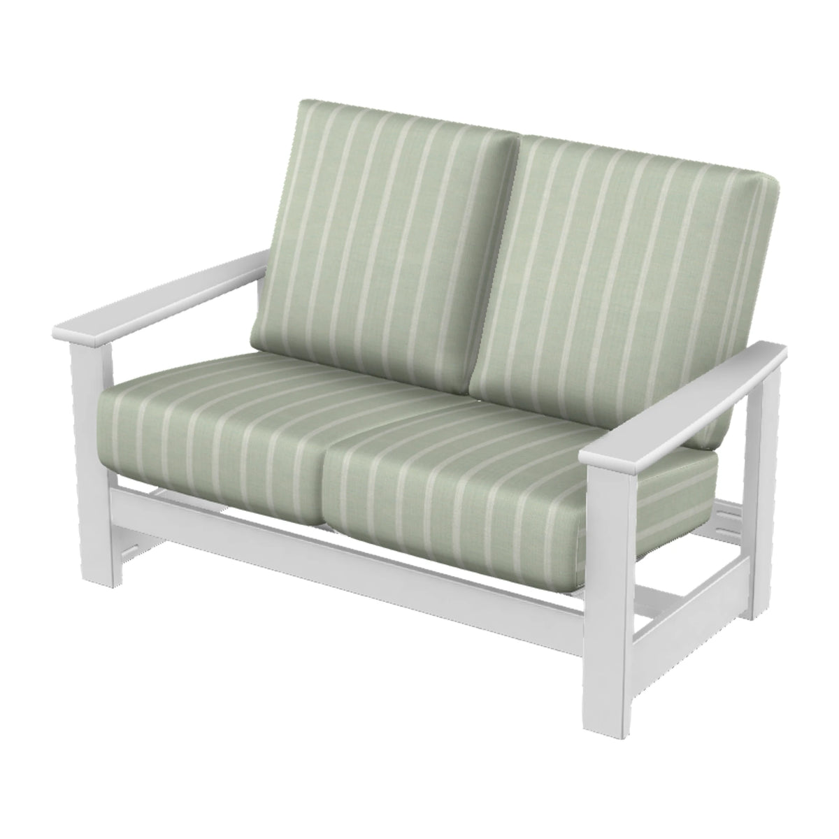 Leeward Cushion Loveseat w/ Hidden Motion — Snow MGP / Match Finish