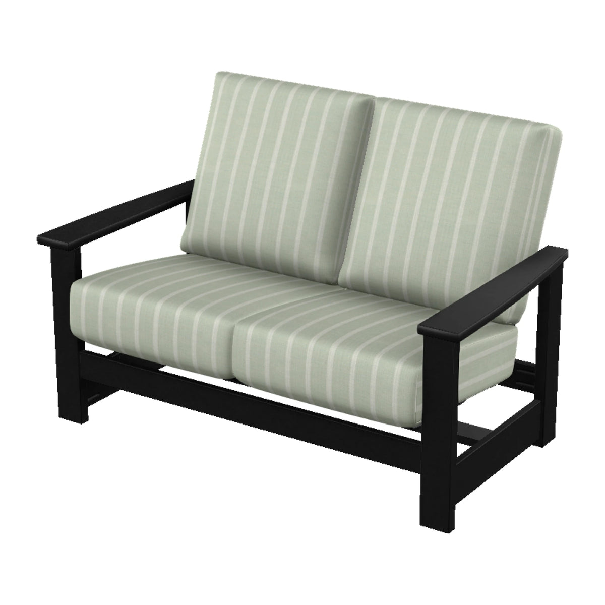 Leeward Cushion Loveseat w/ Hidden Motion — Black MGP / Match Finish