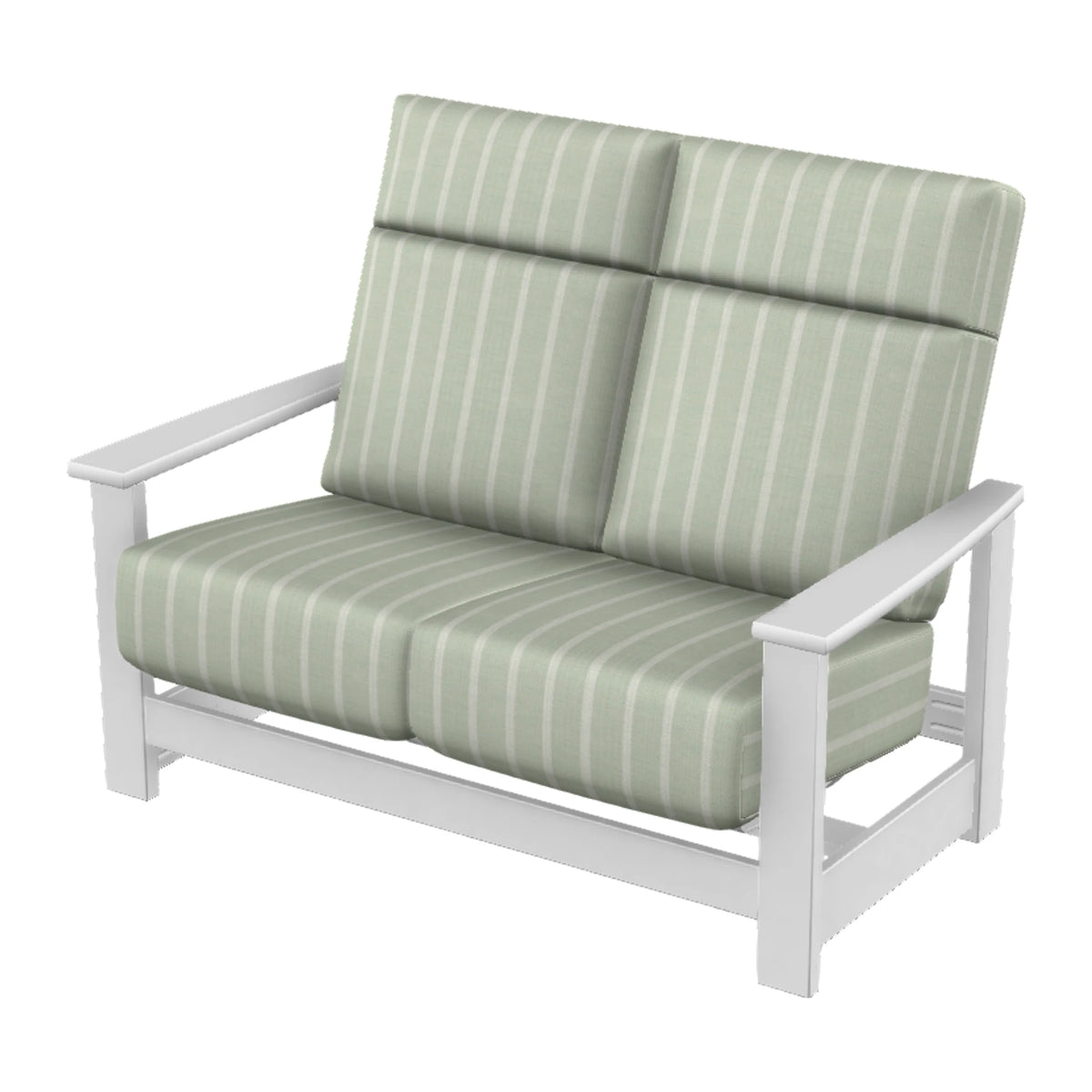 Leeward Cushion Supreme Loveseat w/ Hidden Motion — Snow MGP / Match Finish