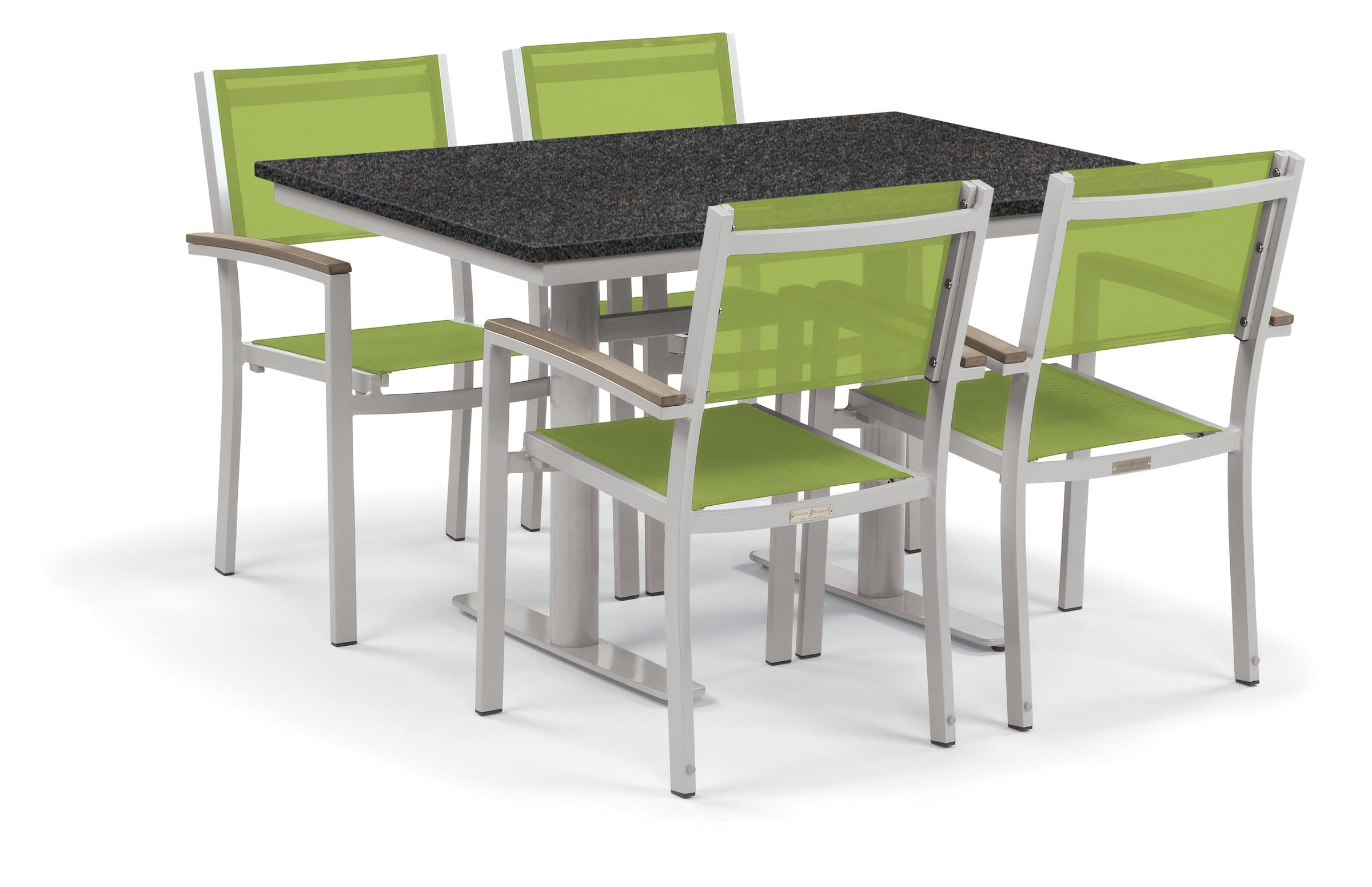 Travira 5-Piece 34X48'' Table And Sling Chair Bistro Set - Go-Green Sling - Vintage-Tekwood - Charcoal-Lite-Core Top