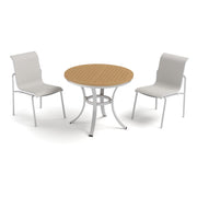 Orso 3-Piece 36" Cafe Bistro Table & Side Chairs Set - Flint - Natural Tekwood Top - Fog Sling