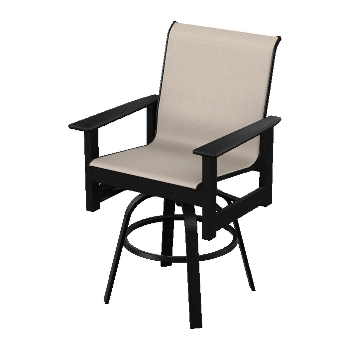 Leeward Sling Balcony Swivel Chair — Black MGP / Match Finish