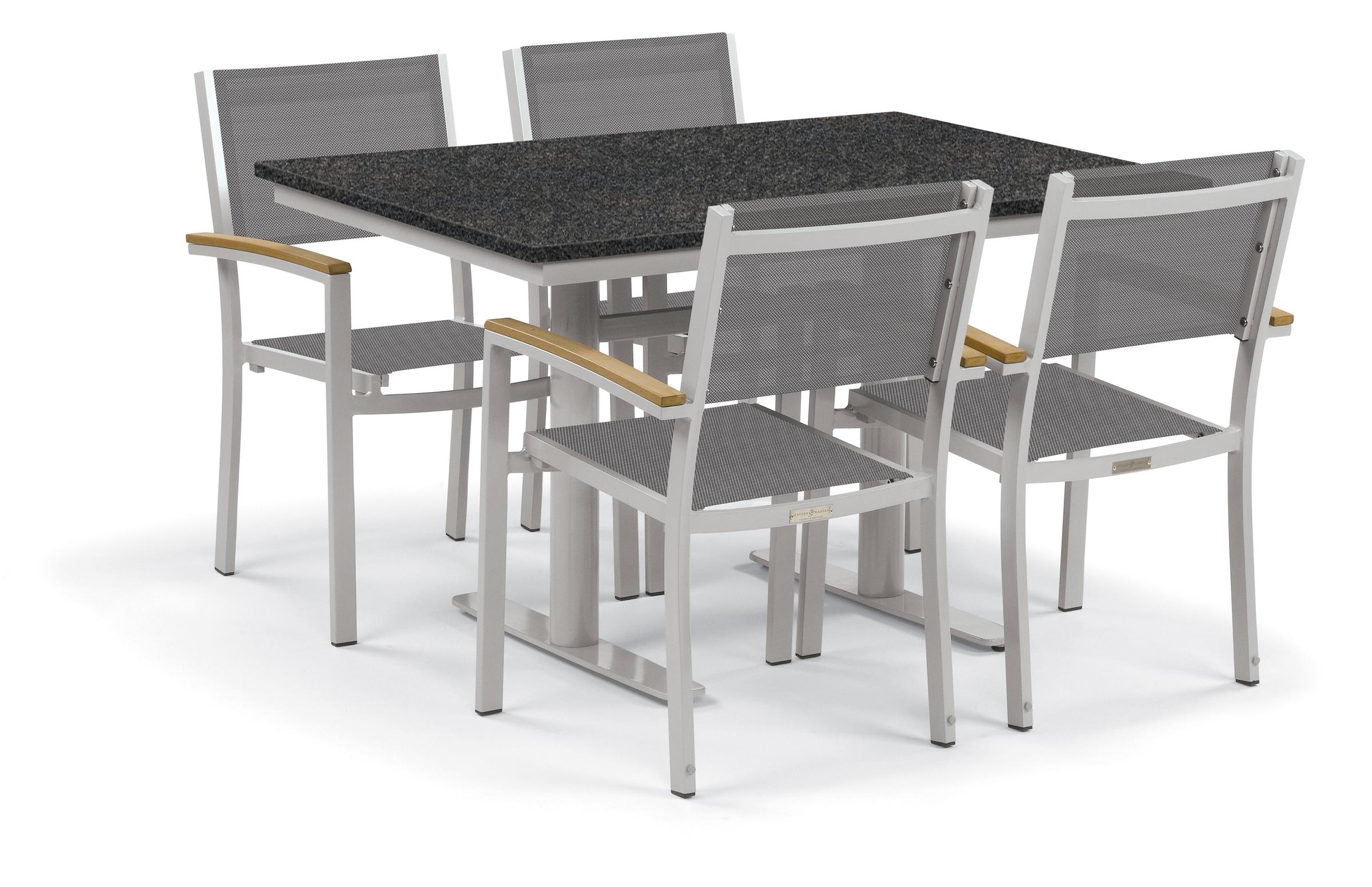 Travira 5-Piece 34X48'' Table And Sling Chair Bistro Set - Titanium Sling - Natural-Tekwood - Charcoal-Lite-Core Top