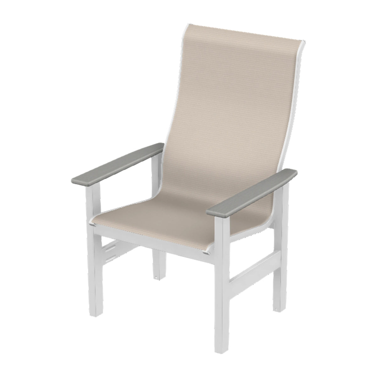 Leeward Sling Supreme Height Armchair — Snow MGP / Cape Grey Accents