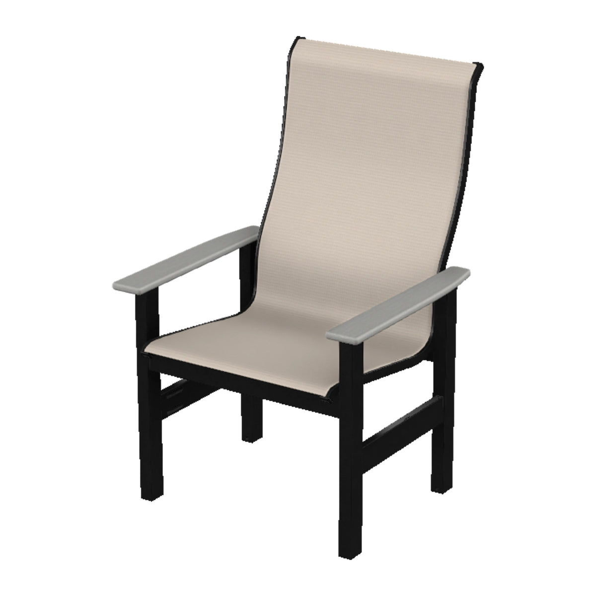 Leeward Sling Supreme Height Armchair — Black MGP / Cape Grey Accents