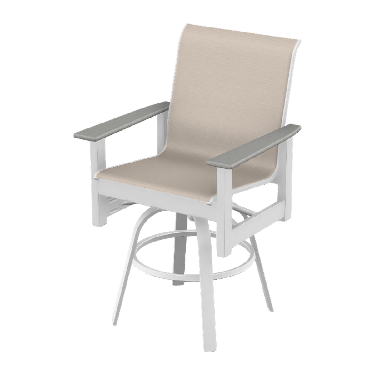 Leeward Sling Balcony Swivel Chair — Snow MGP / Cape Grey Accents