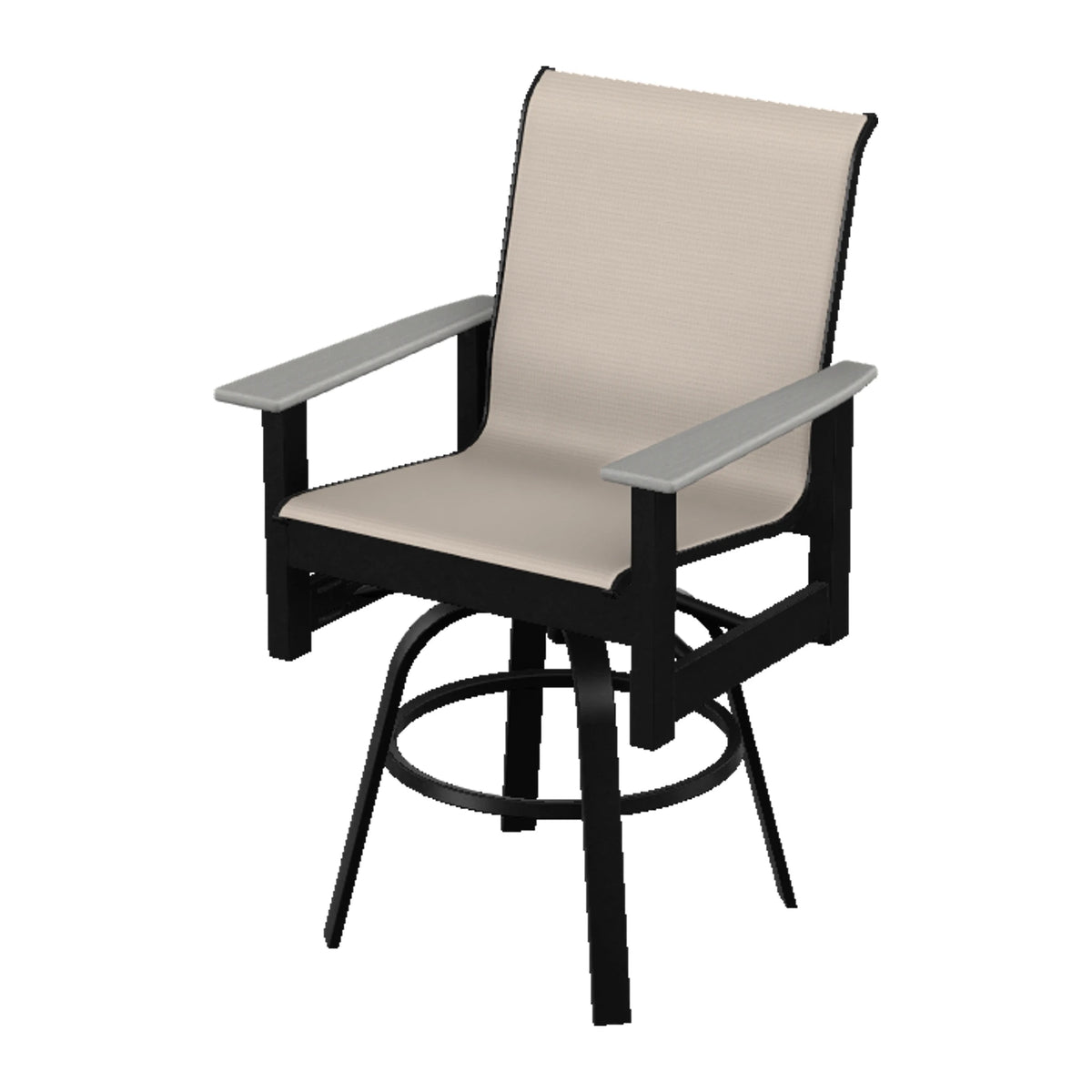 Leeward Sling Balcony Swivel Chair — Black MGP / Cape Grey Accents