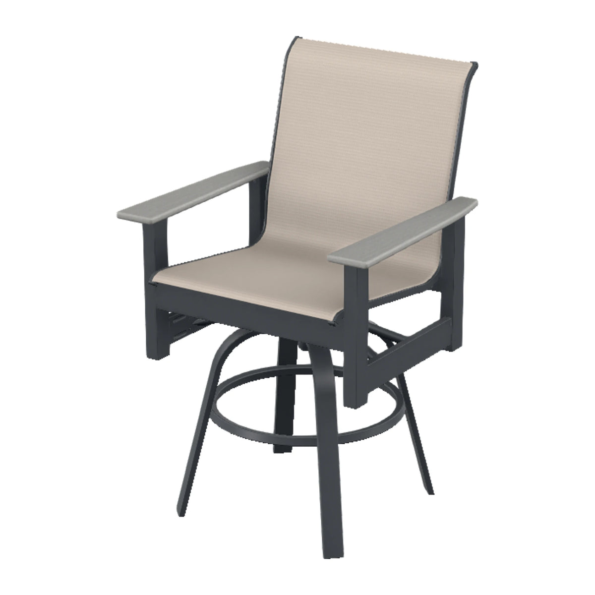 Leeward Sling Balcony Swivel Chair — Classic Graphite MGP / Cape Grey Accents