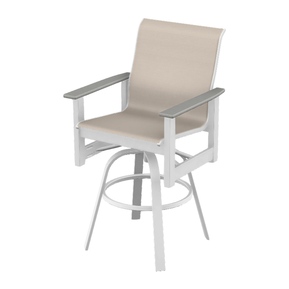 Leeward Sling Bar Swivel Chair — Snow MGP / Cape Grey Accents