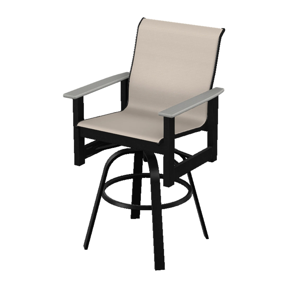 Leeward Sling Bar Swivel Chair — Black MGP / Cape Grey Accents