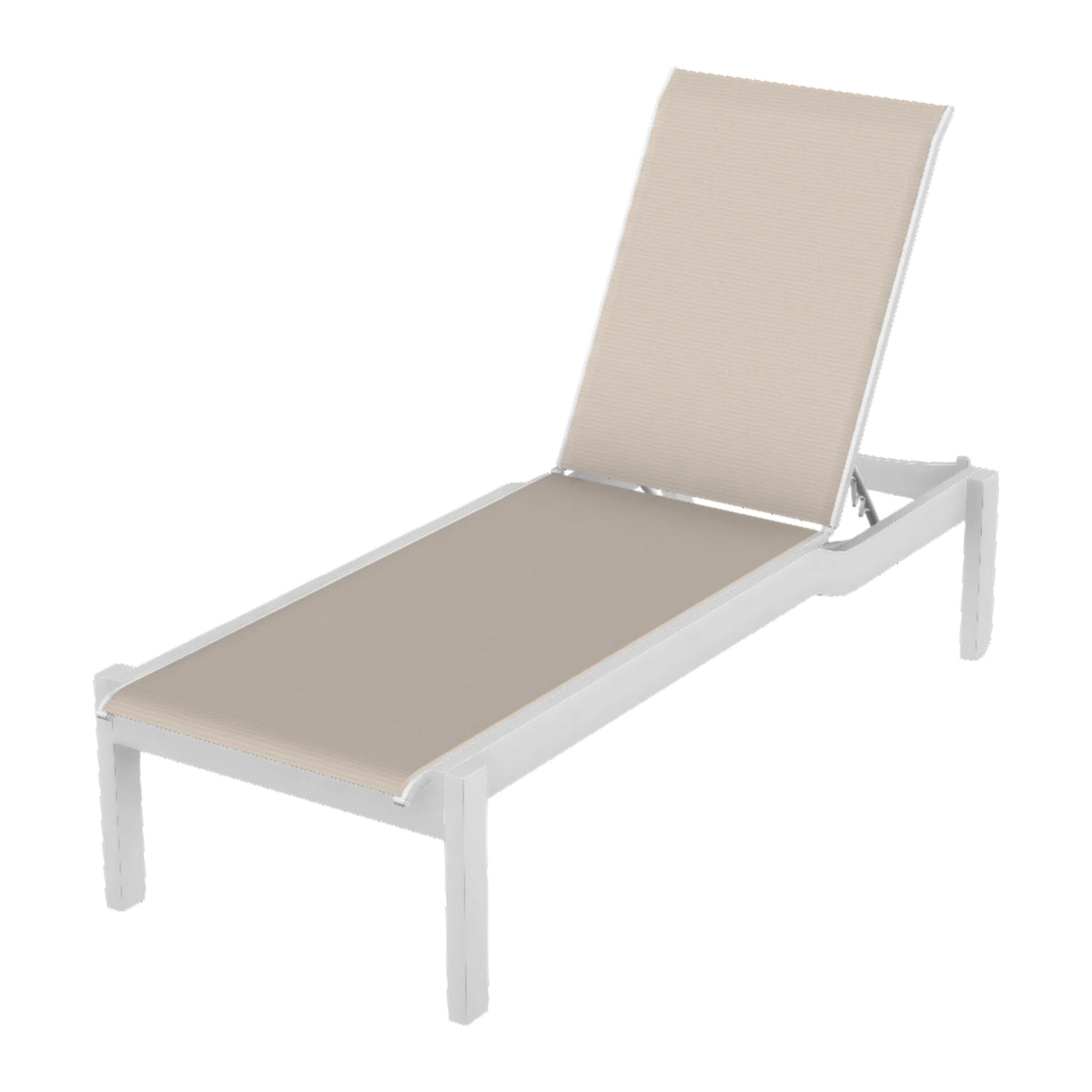 Leeward Sling Armless Chaise w/ Wheels (Long Frame) — Snow MGP