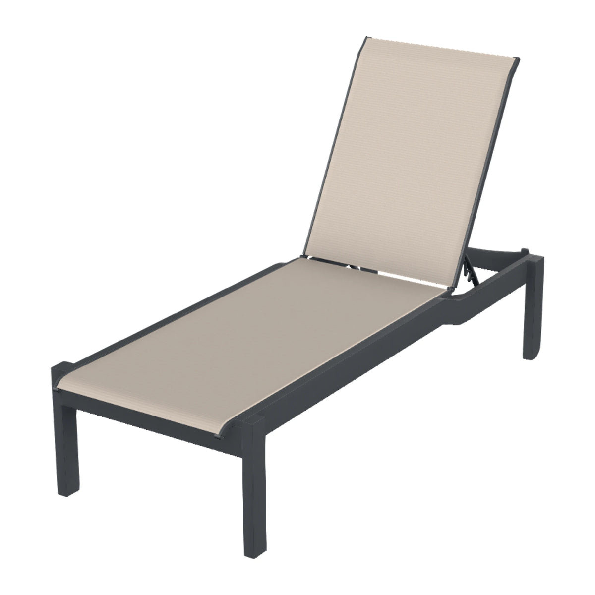 Leeward Sling Armless Chaise w/ Wheels (Long Frame) — Classic Graphite MGP