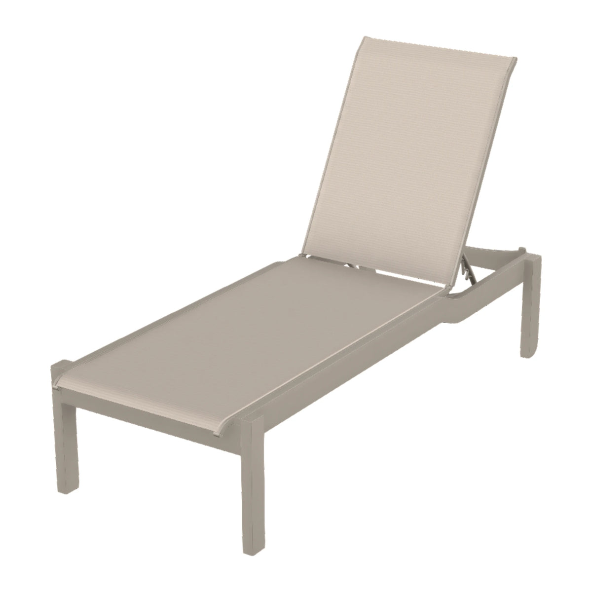 Leeward Sling Armless Chaise w/ Wheels (Long Frame) — Warm Grey MGP