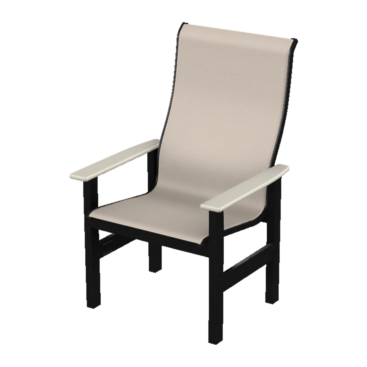 Leeward Sling Supreme Height Armchair — Black MGP / Laguna Accents
