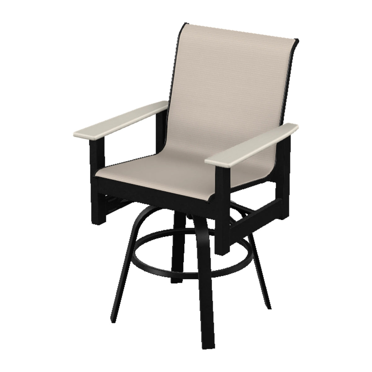 Leeward Sling Balcony Swivel Chair — Black MGP / Laguna Accents