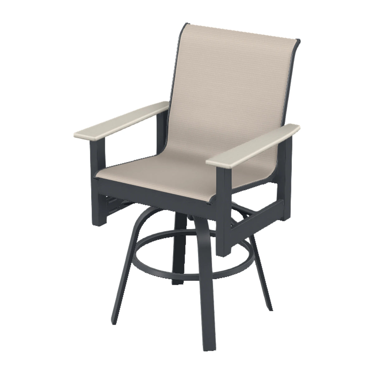 Leeward Sling Balcony Swivel Chair — Classic Graphite MGP / Laguna Accents