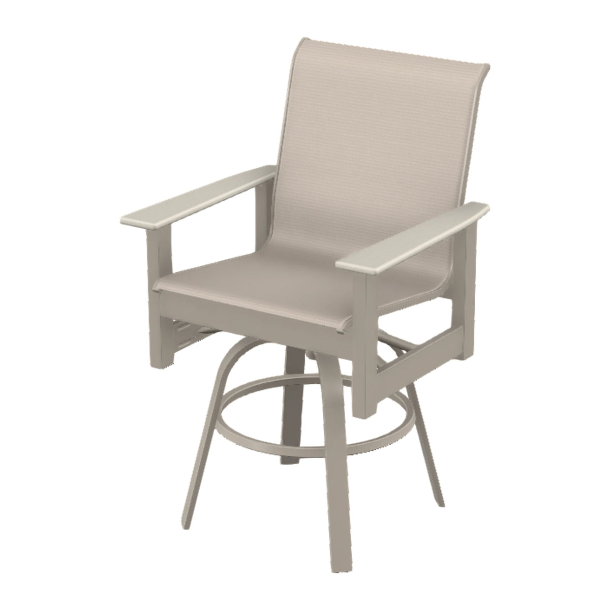 Leeward Sling Balcony Swivel Chair — Warm Grey MGP / Laguna Accents