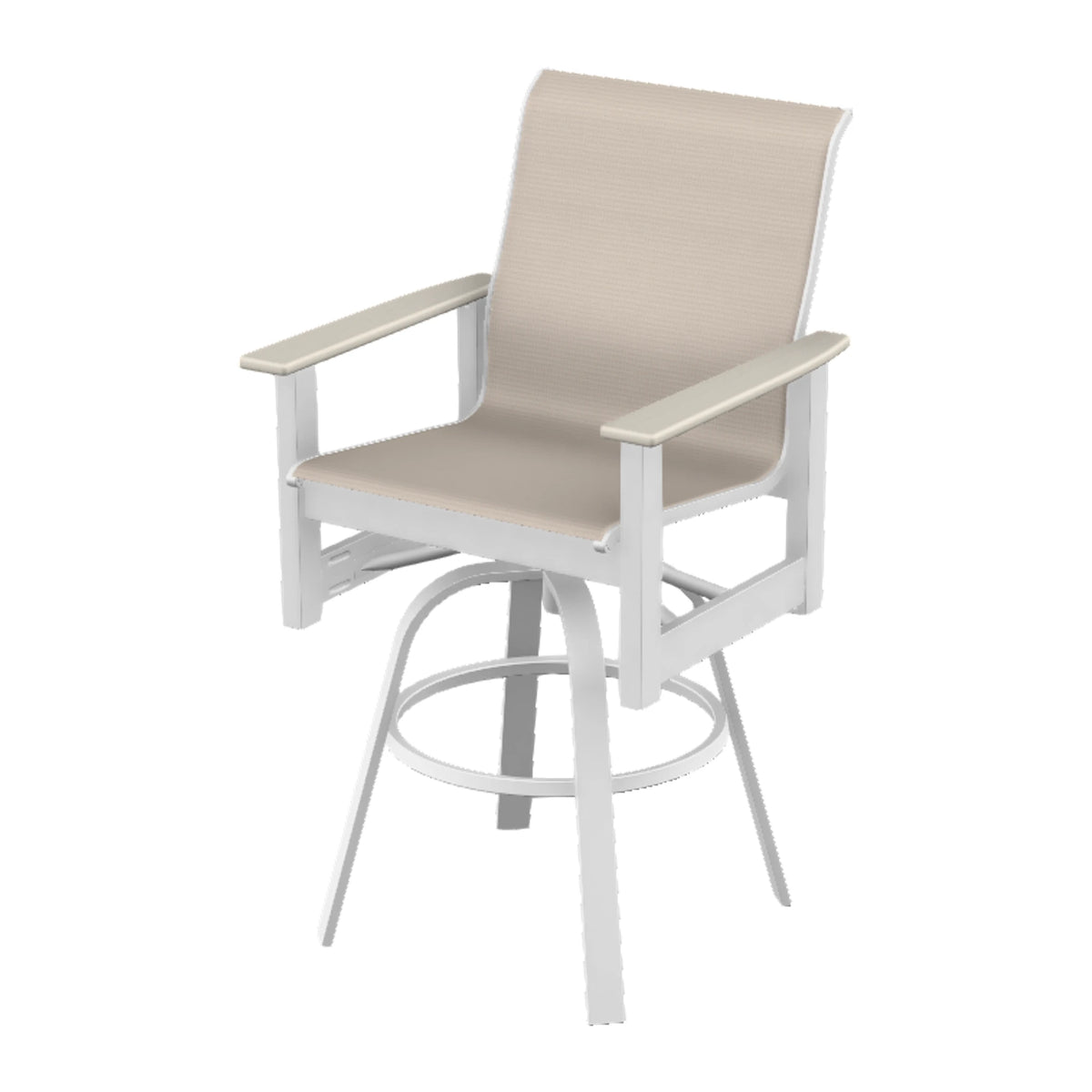 Leeward Sling Bar Swivel Chair — Snow MGP / Laguna Accents