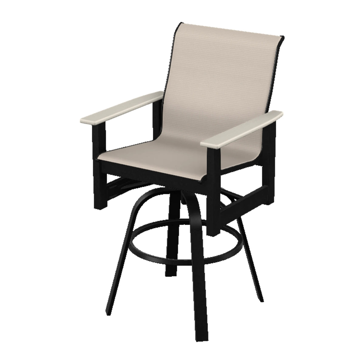 Leeward Sling Bar Swivel Chair — Black MGP / Laguna Accents