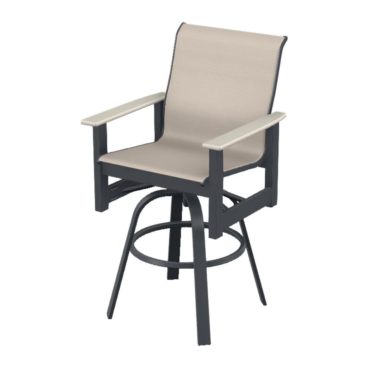 Leeward Sling Bar Swivel Chair — Classic Graphite MGP / Laguna Accents
