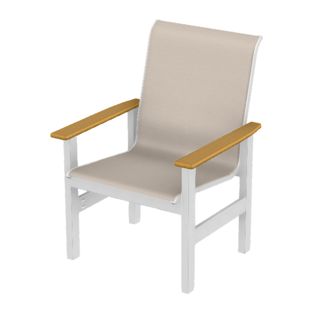 Leeward Sling Armchair — Snow MGP / Teak Accents